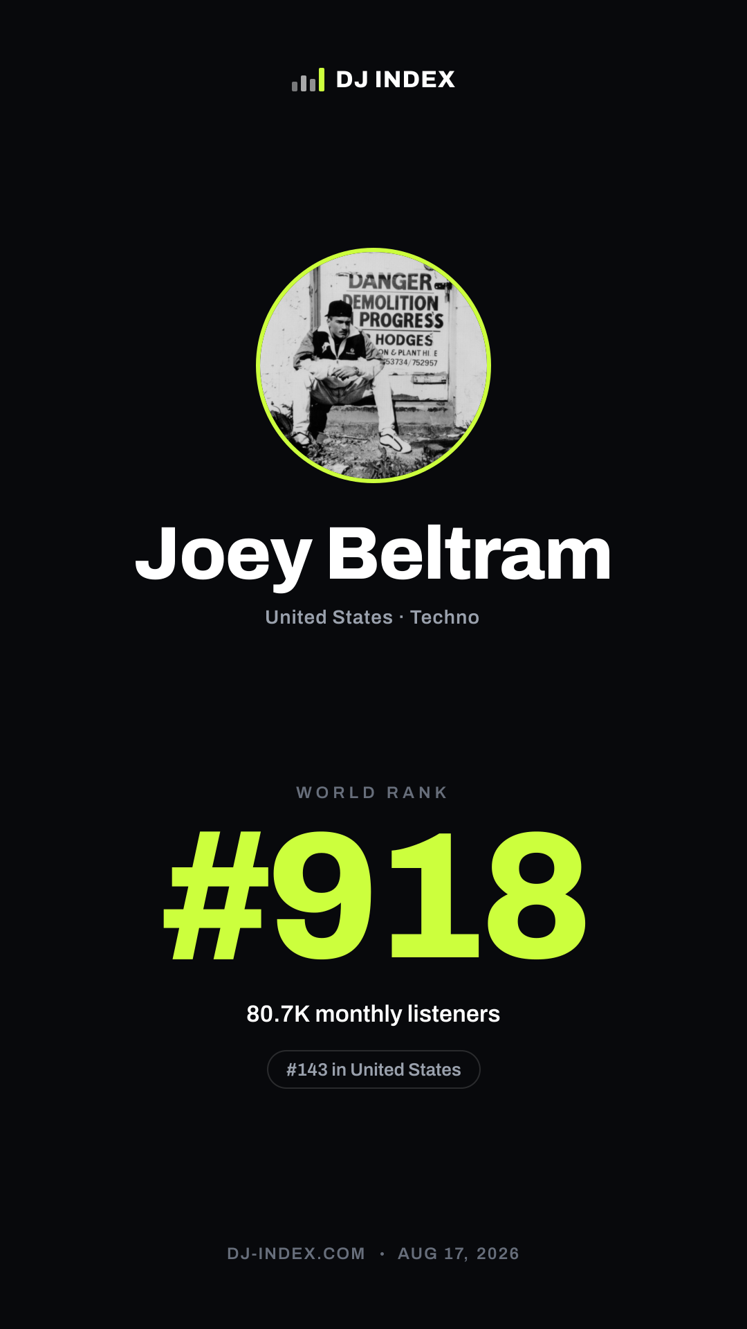 Joey Beltram Story card preview